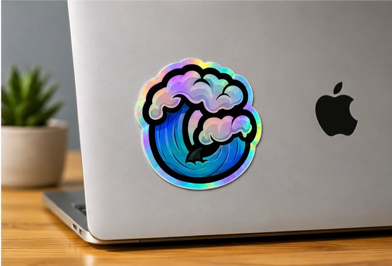 Wave Shark Holographic Sticker