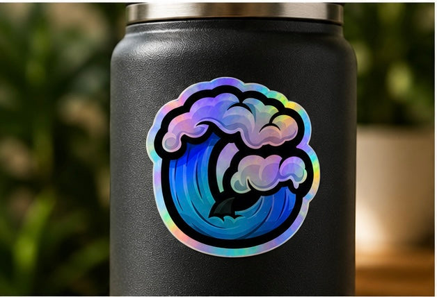 Wave Shark Holographic Sticker